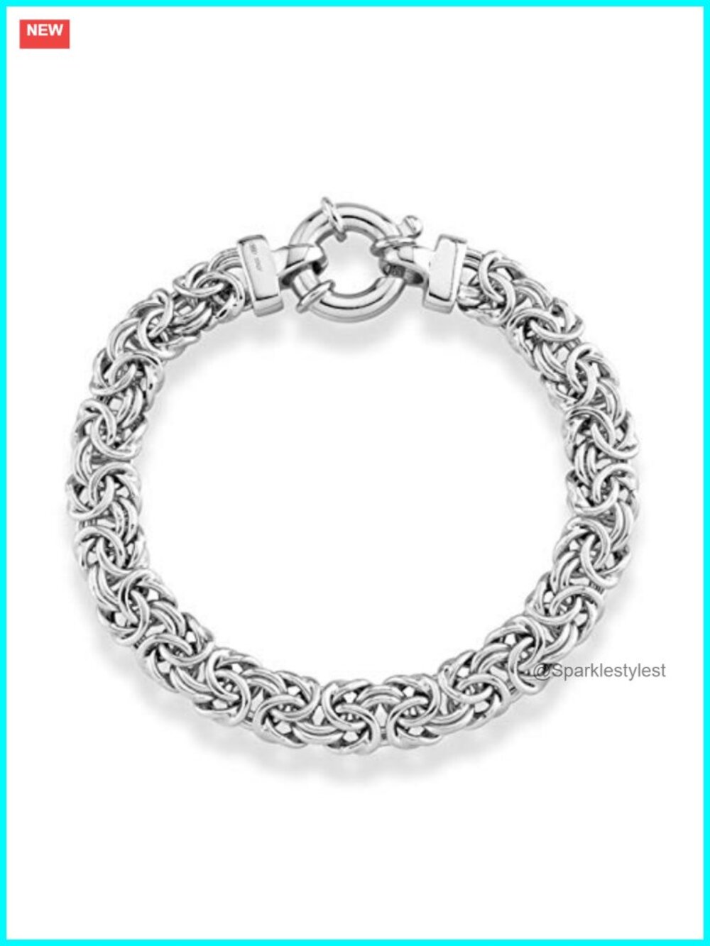 Italian 925 Sterling Silver Byzantine Chain Bracelet 9mm
